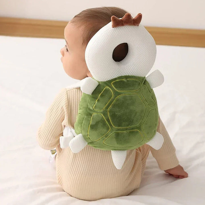 Soft baby head protector cushion, adorable bee design, offers fall protection for crawling and walking toddlers.