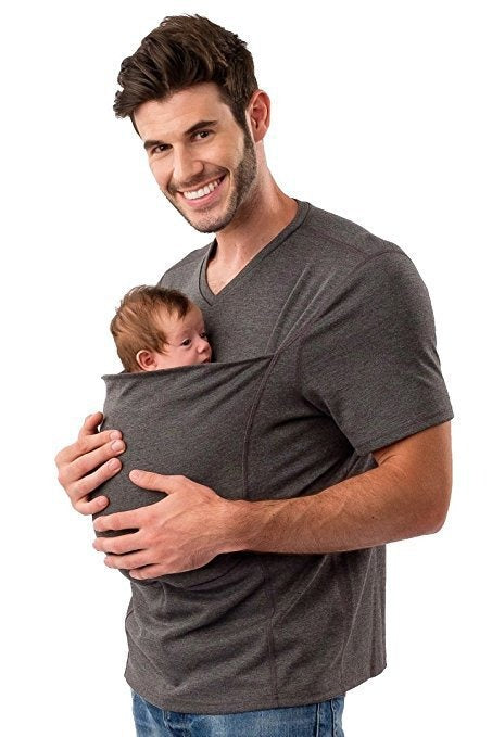 Soft unisex baby carrier t-shirt. Provides comfortable, hands-free babywearing, promoting close parent-infant bonding.
