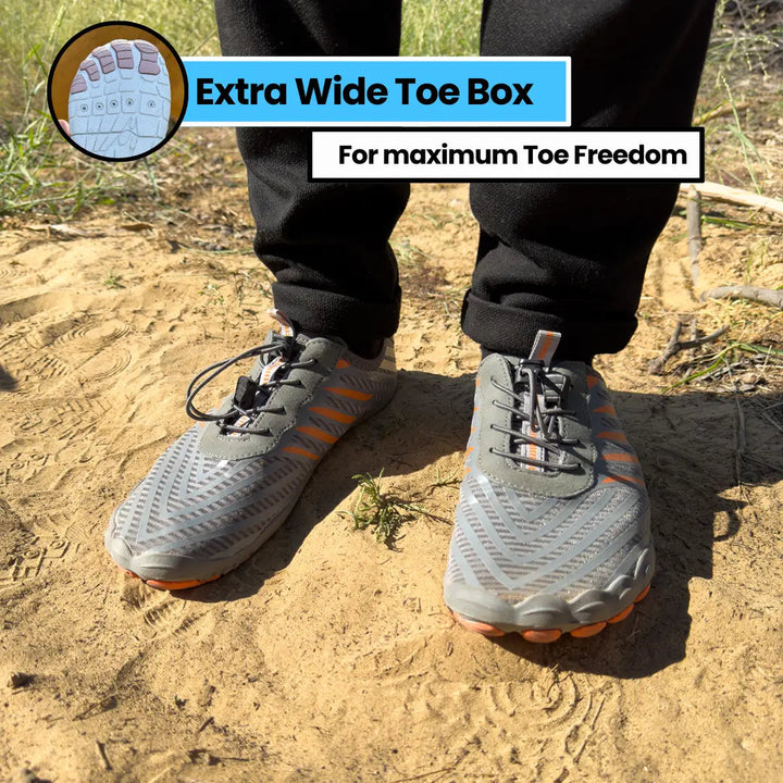 Versatile unisex barefoot shoes for hiking & casual wear. Flexible, wide toe box for natural walking & foot health.