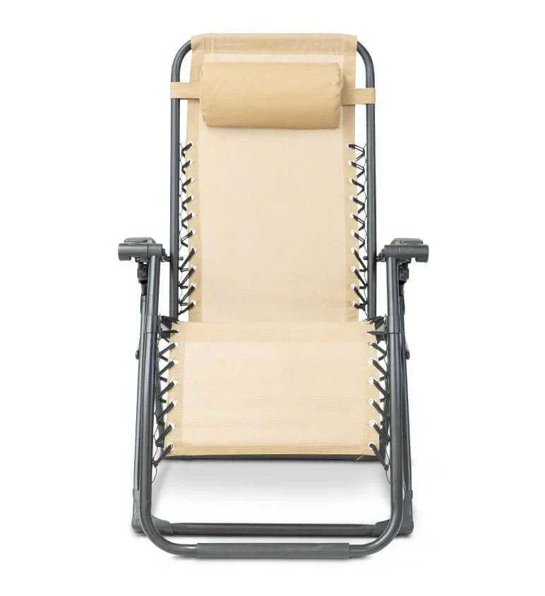 Durable outdoor zero gravity lounge chair, black, excellent for garden & patio decor.