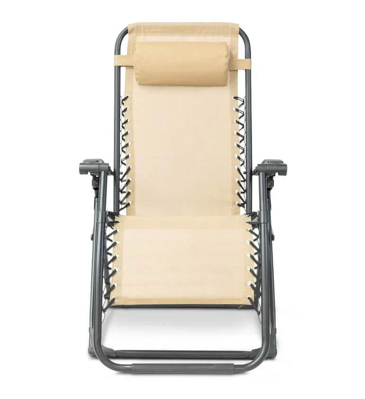 Durable outdoor zero gravity lounge chair, black, excellent for garden & patio decor.