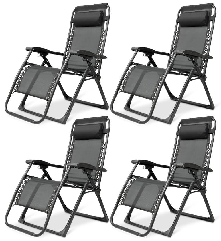 Durable outdoor folding zero gravity chair, black, perfect for a relaxing patio experience.