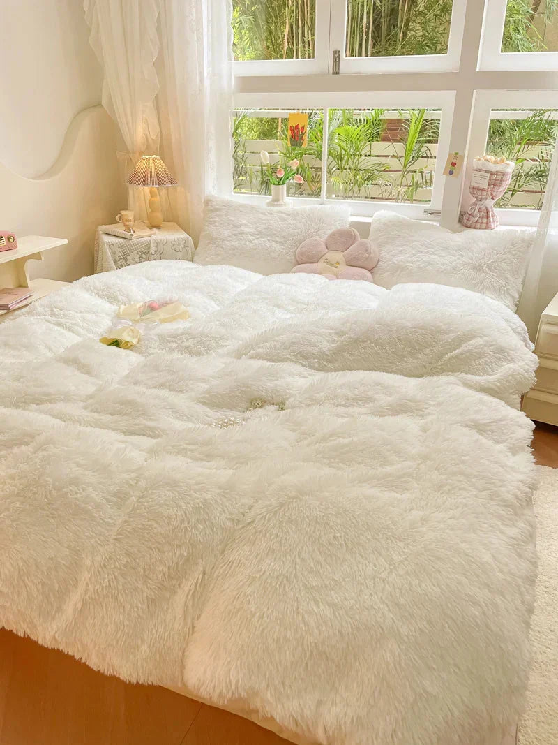 Incredibly soft candy-colored plush duvet cover set. Makes your bed an irresistible cozy haven.