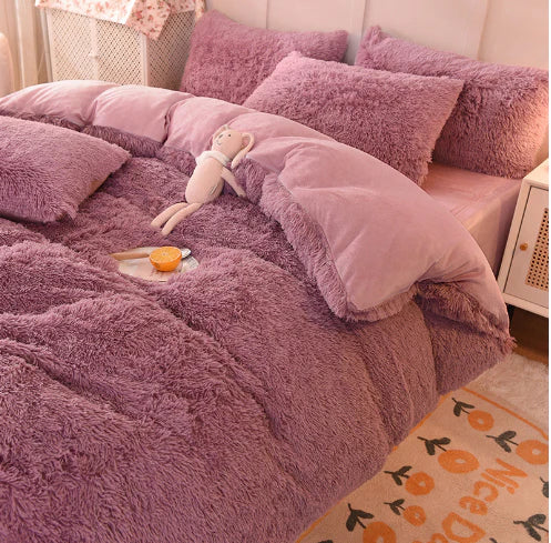Unisex candy-colored soft plush duvet cover set. Brings comfort & style to any cozy bedroom decor.