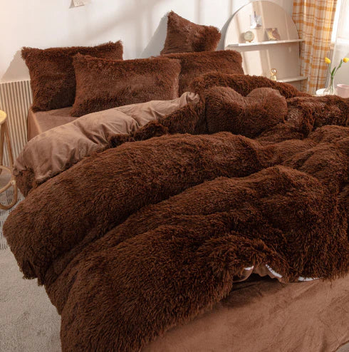 Bright candy-colored plush duvet cover set. Creates a vibrant & cozy atmosphere for your bed.
