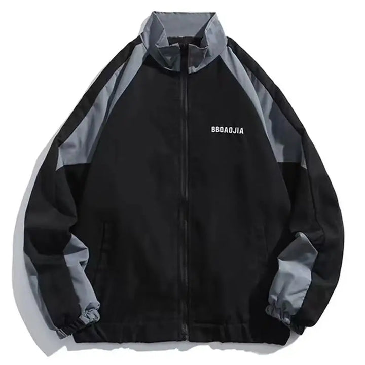 Stylish unisex color block windbreaker jacket, perfect lightweight outerwear for modern urban fashion.
