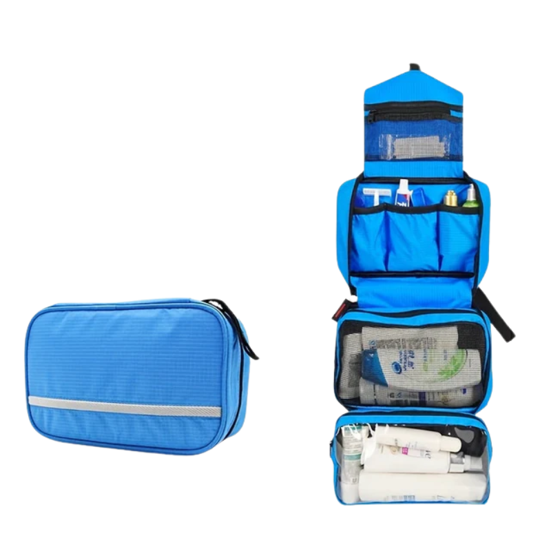 Efficient compact travel organizer: a versatile unisex hanging toiletry bag for essentials.