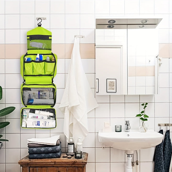 Vacation gear: unisex hanging travel toiletry bag, compact & portable organizer for essentials.