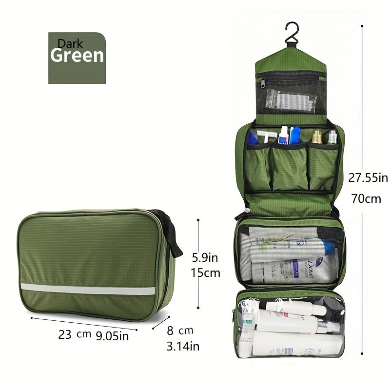 Hanging travel toiletry bag organizer, compact storage solution for all your travel essentials.