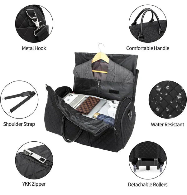 Professional travel wardrobe carry-on luggage, keeps business attire neat.