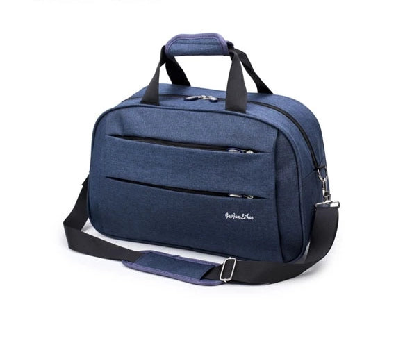 Compact design of the unisex convertible carry-on duffel bag, fits easily as a personal item.