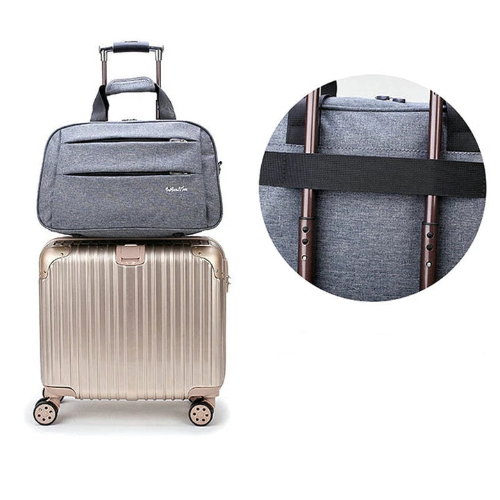 Versatile unisex convertible carry-on luggage transforms from duffel bag to backpack for easy travel.
