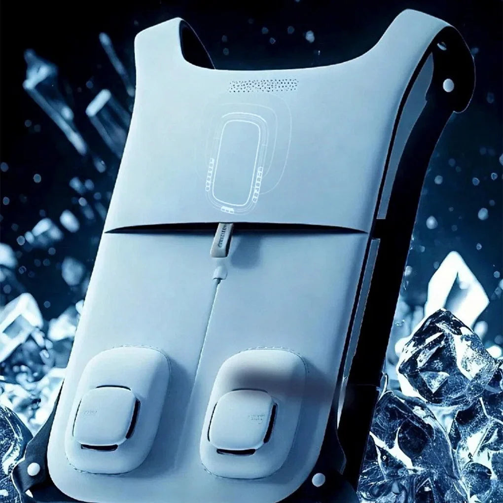 Waterproof cooling vest with dual fans, ideal for summer & outdoor work. Lightweight, adjustable, unisex design.