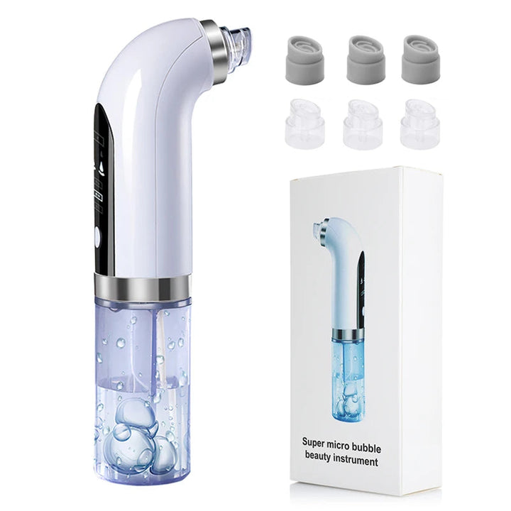 "Unisex electric blackhead remover vacuum, sleek design, adjustable suction for skin cleansing, front view."