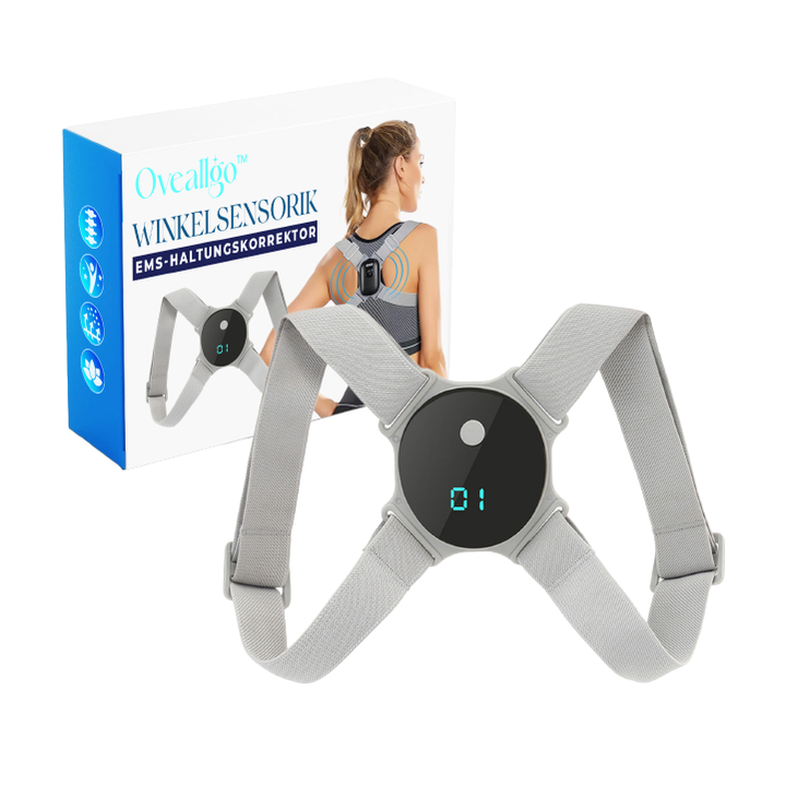 Unisex EMS posture corrector for upper back support, spinal alignment, and pain relief.