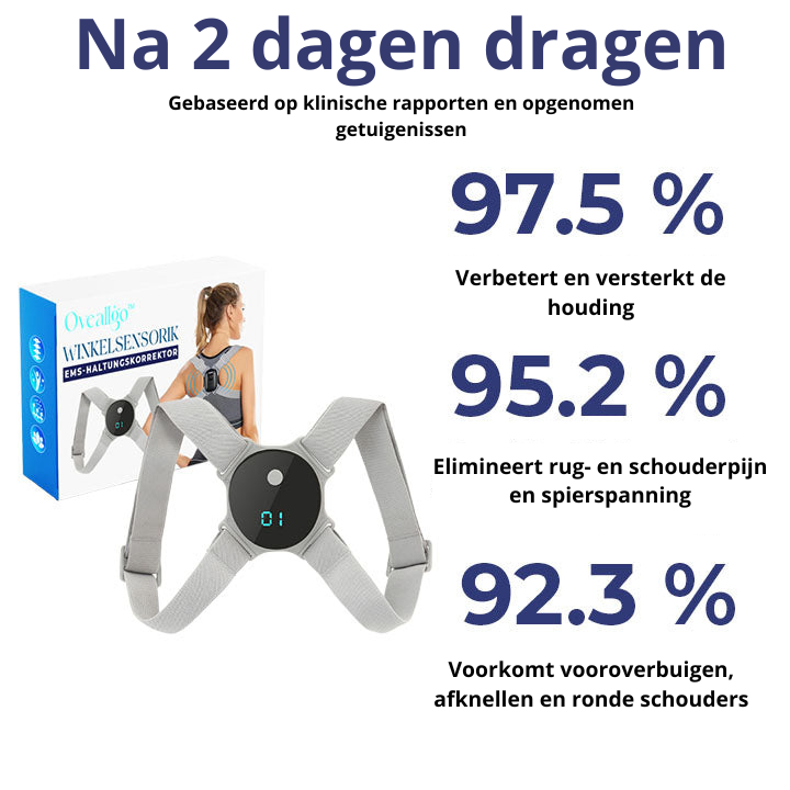 Unisex wearable tech EMS posture corrector for effective upper back support & posture training.
