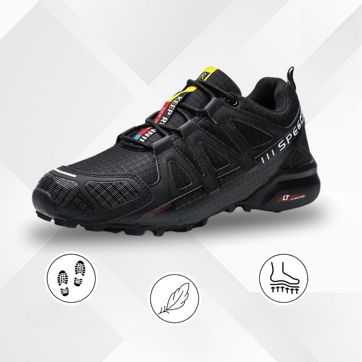 Outdoor ergonomic footwear, unisex, featuring responsive comfort cushioning.