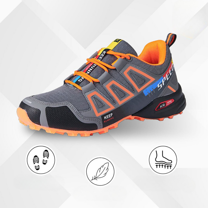 Ergonomic outdoor shoes for hiking, walking, and trail adventures, cushioned for comfort.
