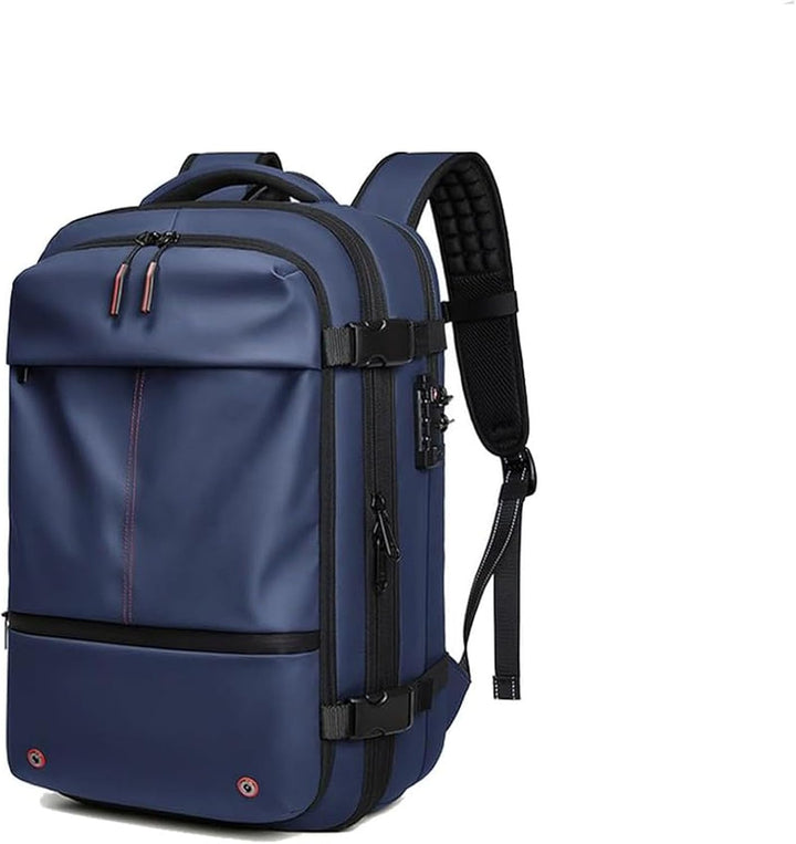 Secure anti-theft travel backpack with lock, durable oxford cloth, essential unisex luggage for safe trips.