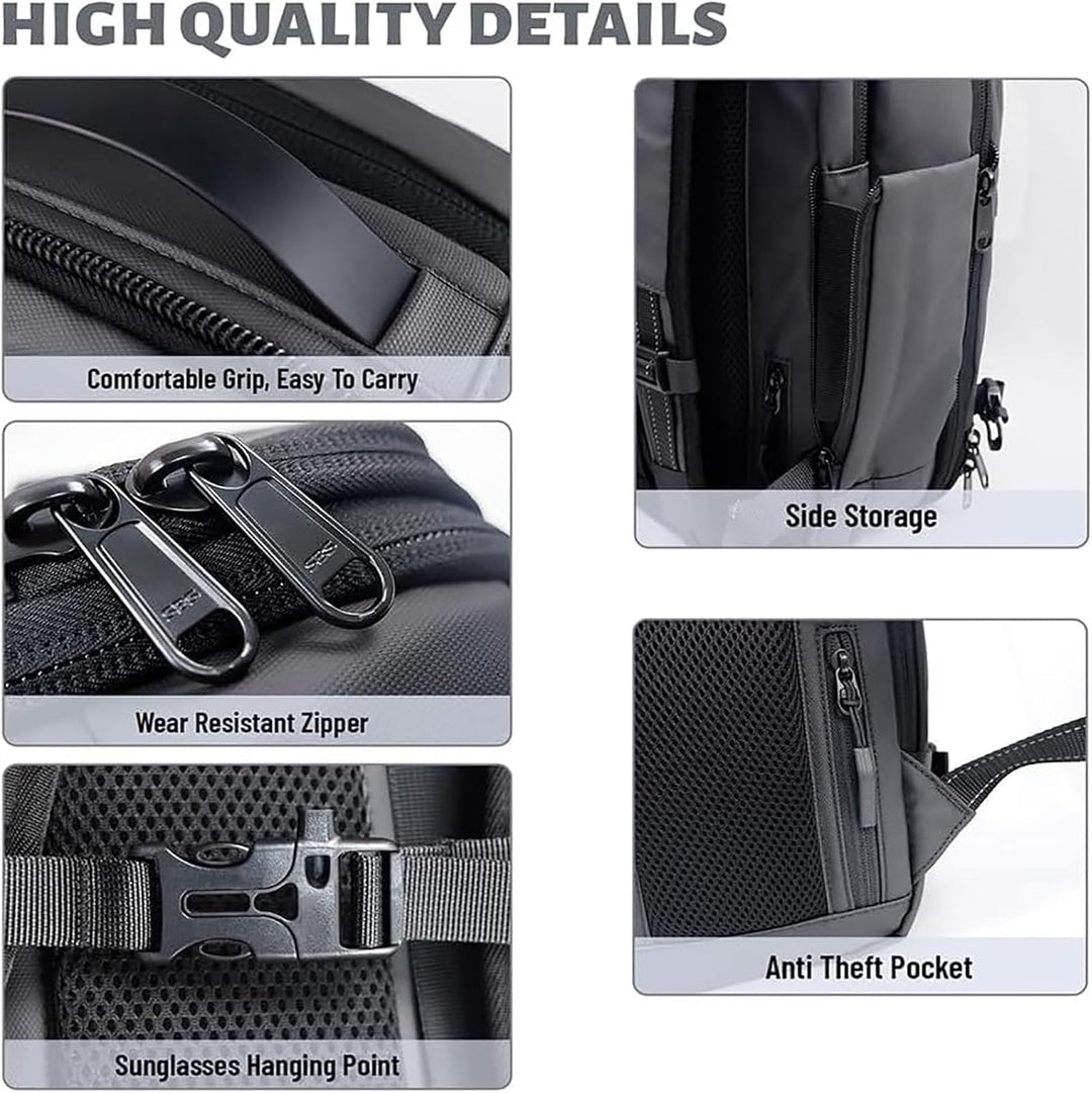 Durable oxford cloth unisex travel backpack, expandable, anti-theft, with a wet compartment, reliable travel gear.