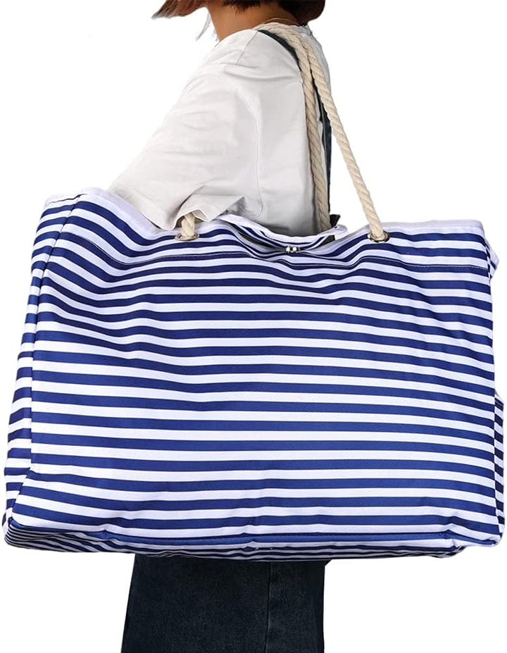 Spacious CoastCarry waterproof beach tote bag with sturdy handles & bonus travel pouch, ideal for all your essentials.
