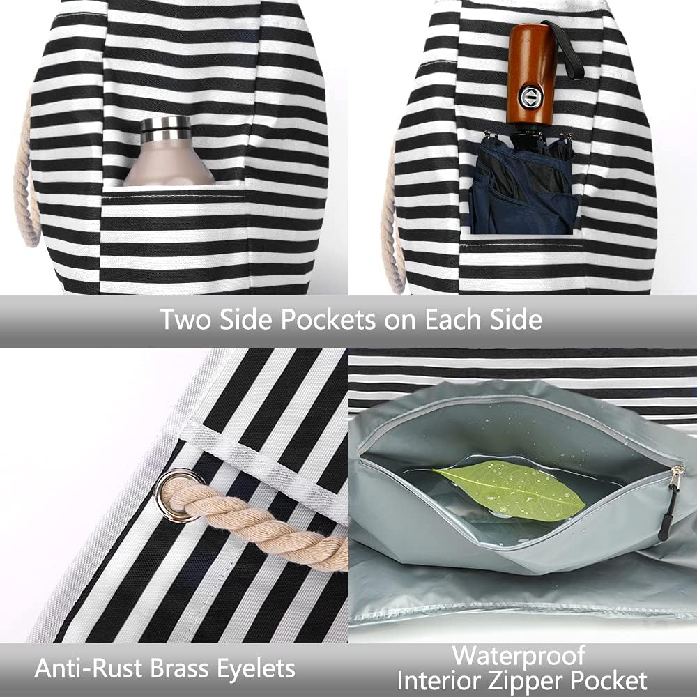 Large capacity unisex summer tote bag, ready for beach trips, picnics, or gym use, with included small pouch.