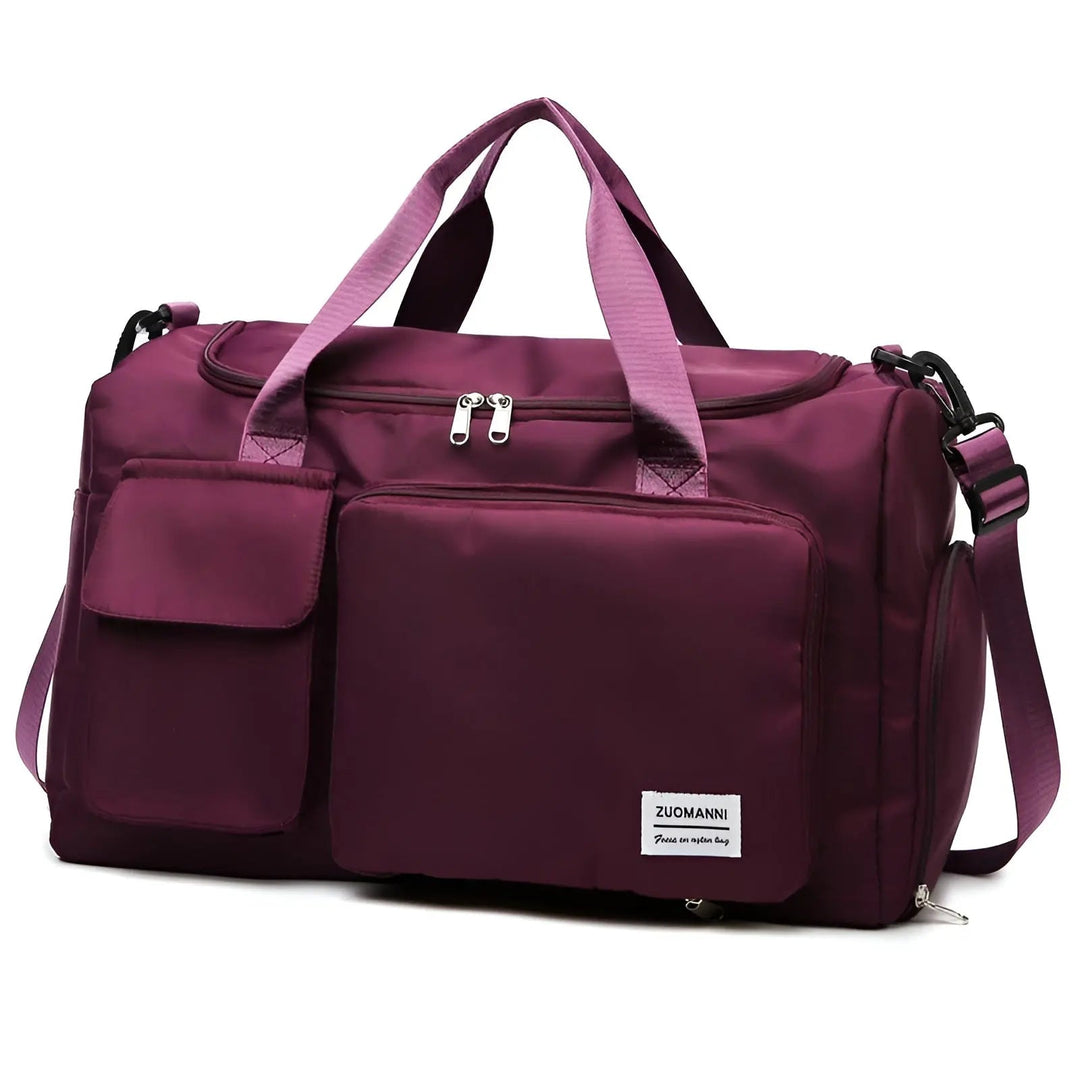 Black waterproof gym duffel bag, extra-large, durable & perfect for sports.