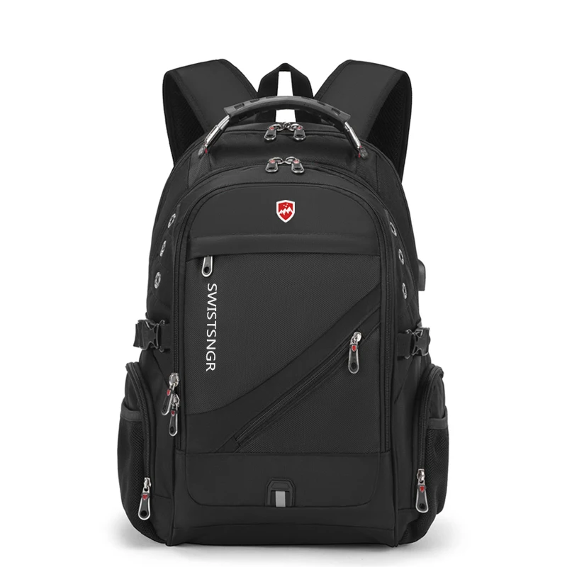 Unisex extra-large waterproof laptop & travel backpack with USB charging port.