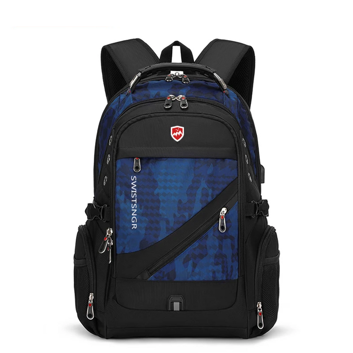 Commuter & school friendly extra-large waterproof laptop backpack with USB charging, anti-theft.