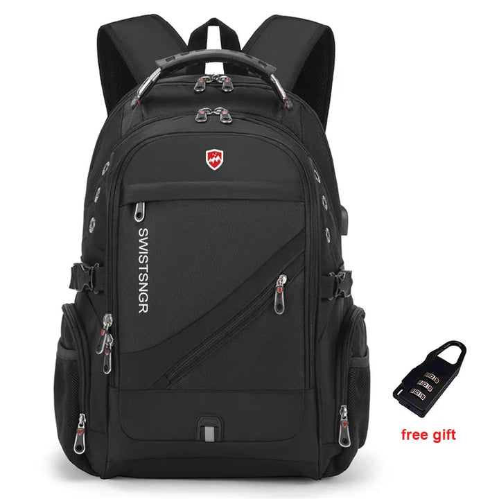 Durable unisex travel backpack, extra-large capacity, waterproof, with USB for adventurers & commuters.