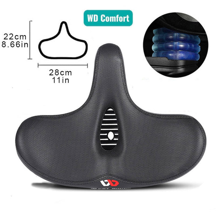 Ergonomic extra wide bike comfort seat, designed for unisex use & enhanced support on any bicycle.
