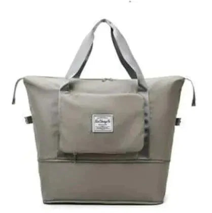 FlexCarry folding travel duffel bag in use, ready for a flight as a convenient carry-on or weekend trip.