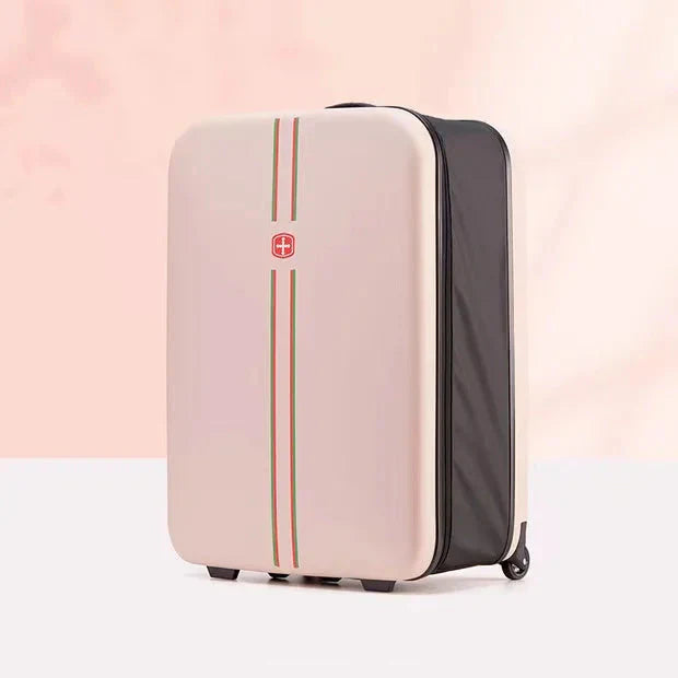 Innovative space-saving foldable hardshell travel bag, durable check-in/carry-on luggage solution.