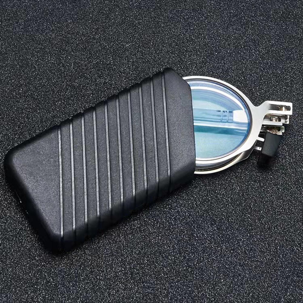 Ultra-light, unisex foldable reading glasses with silver frame & blue light filter. Portable compact eyewear vision aid.