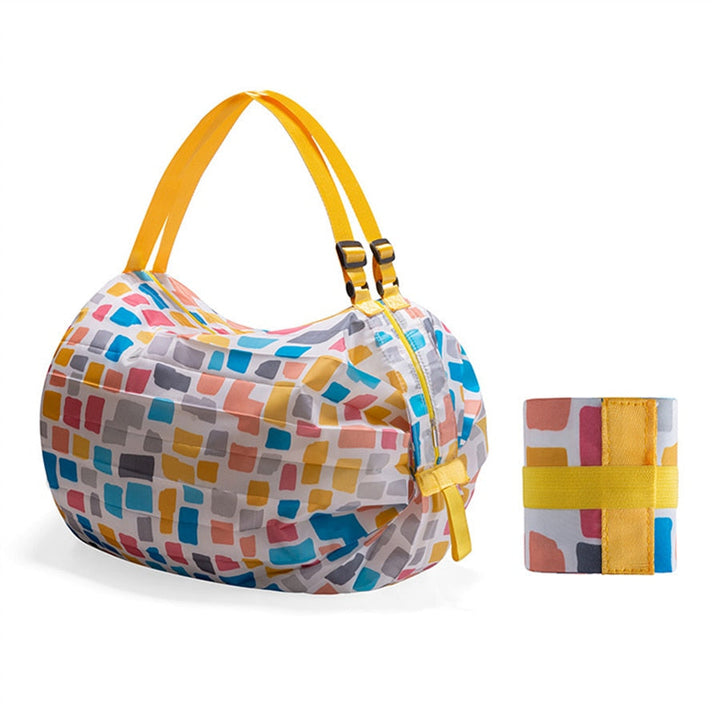 Unisex foldable shopping tote bag, large capacity, durable oxford fabric. Ideal for groceries, travel & utility.