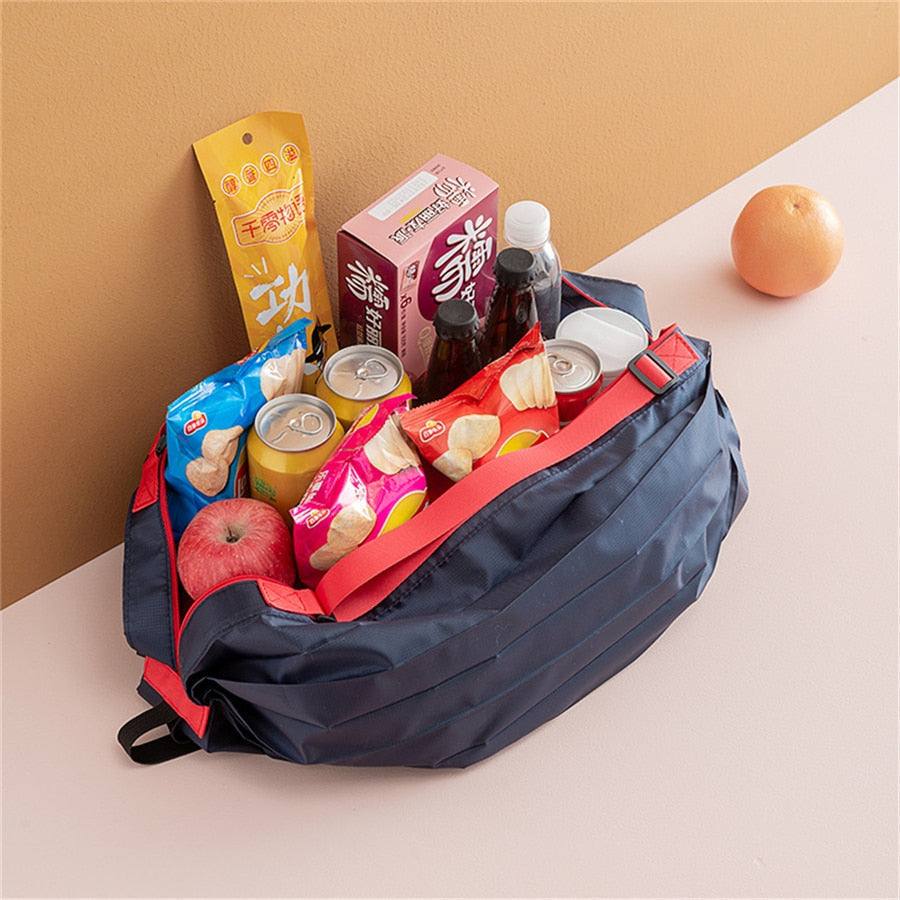 Large capacity reusable oxford fabric tote bag. Great for grocery shopping, travel, and daily utility.