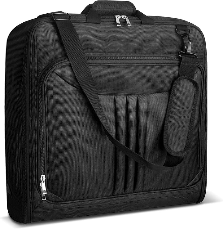 Unisex foldable waterproof carry-on garment bag for suits, perfect for business travel & weekend trips.