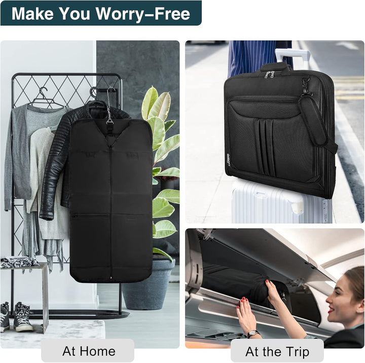 Premium unisex suit organizer, waterproof and foldable carry-on garment bag. A travel essential for wrinkle-free suits.