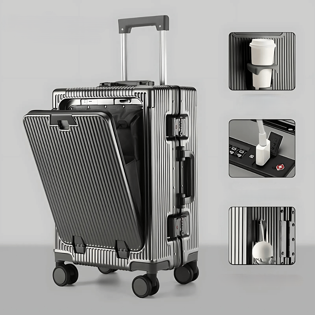 Efficient hard shell carry-on luggage, Manhattan Pro, featuring smart charging and durable construction for frequent flyers.