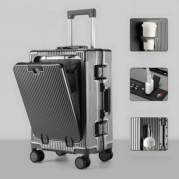 Efficient hard shell carry-on luggage, Manhattan Pro, featuring smart charging and durable construction for frequent flyers.