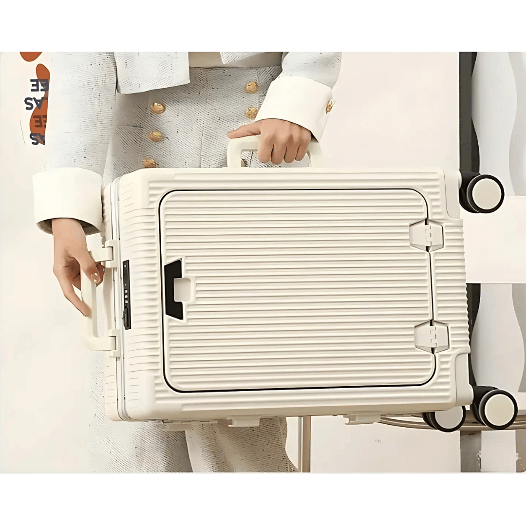 Modern hard shell carry-on for men & women, Manhattan Pro, with silent spinner wheels, perfect for any journey.
