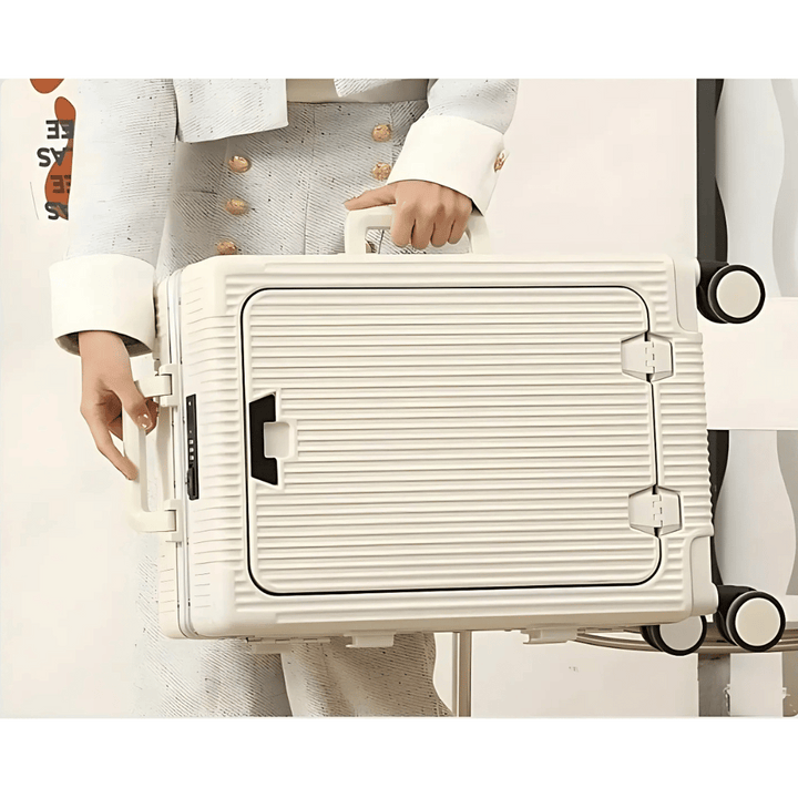 Modern hard shell carry-on for men & women, Manhattan Pro, with silent spinner wheels, perfect for any journey.