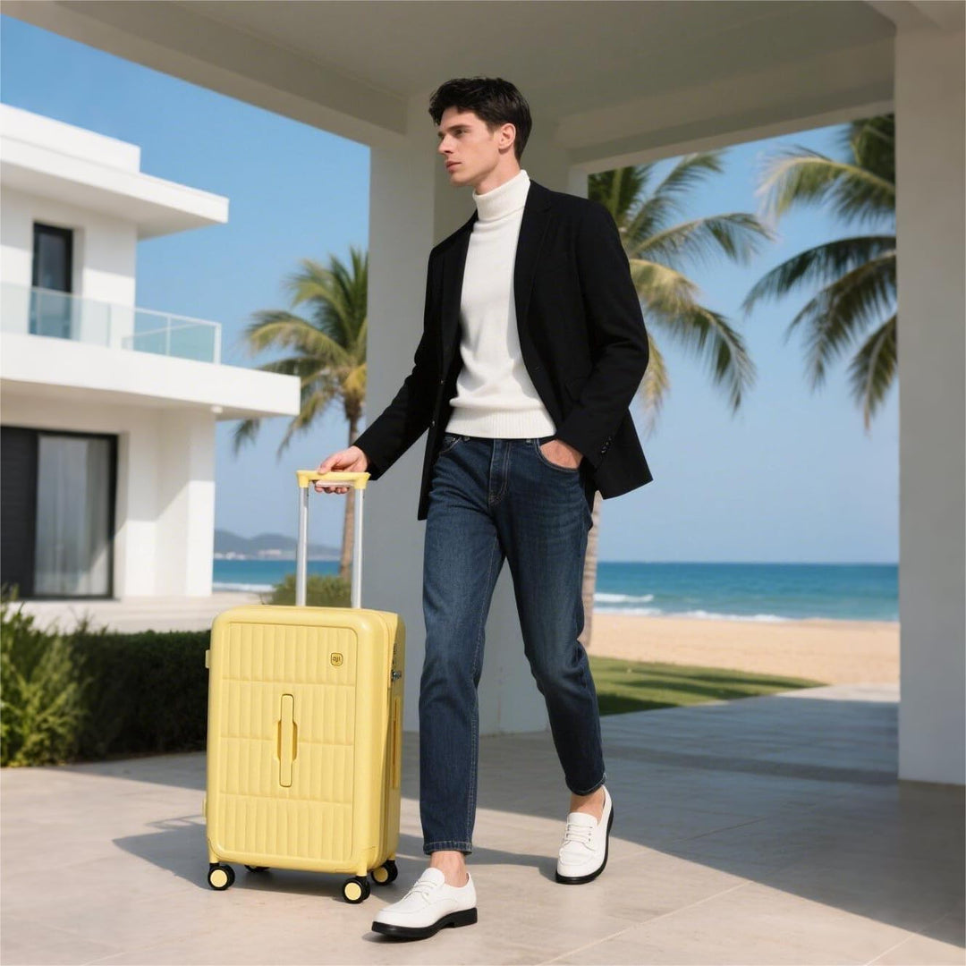 Lightweight hard shell spinner, an essential piece of travel gear for smooth handling.