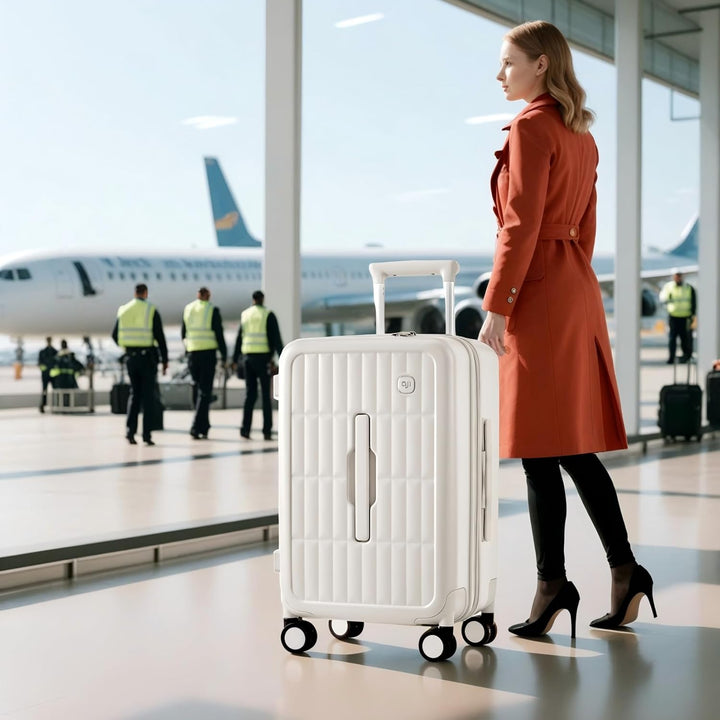 Unisex blue hard shell spinner luggage, offering durability and smooth travel experience.