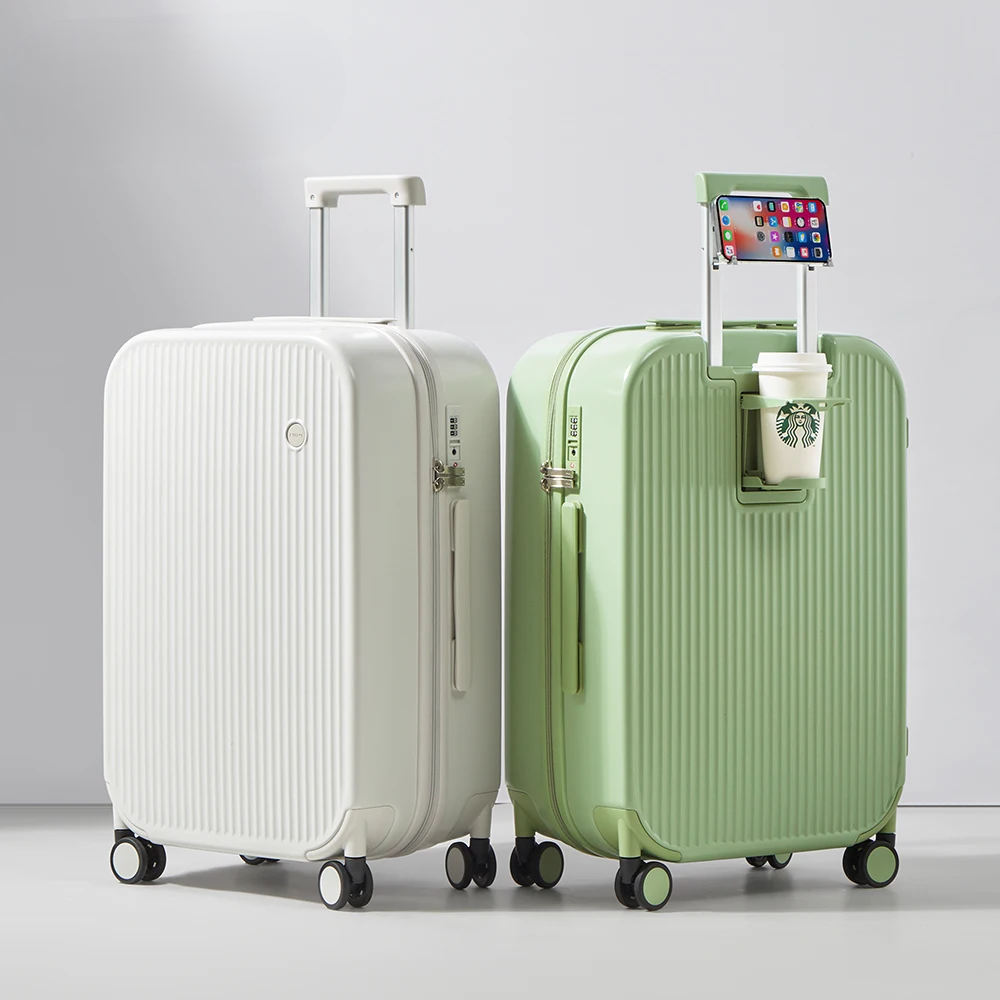 Unisex hard shell suitcase with smooth spinner wheels & durable design, perfect for effortless travel.