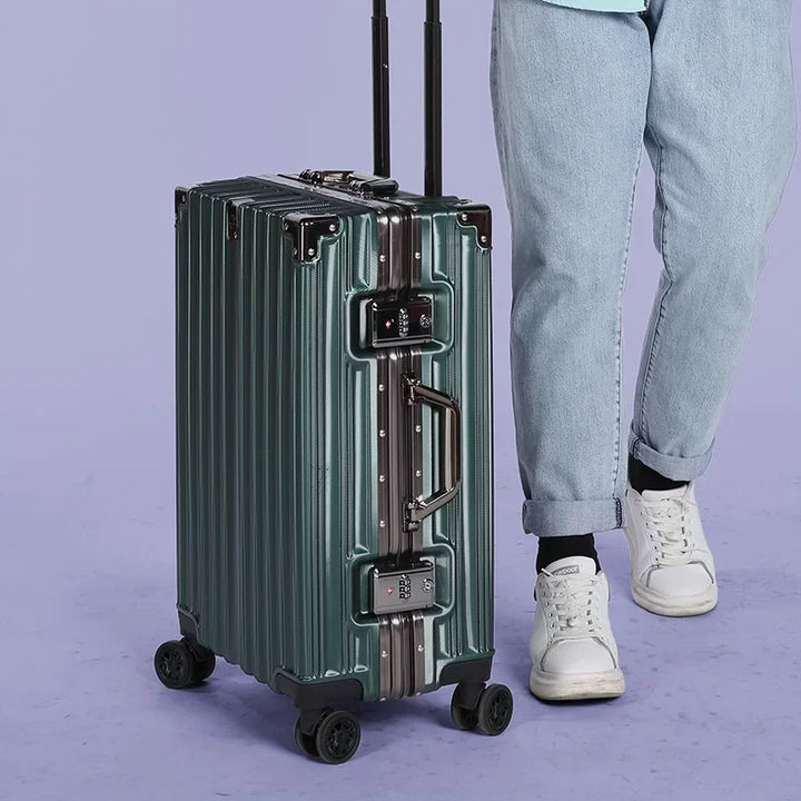 Geneva hardshell luggage, a durable travel case with a sturdy aluminum frame.