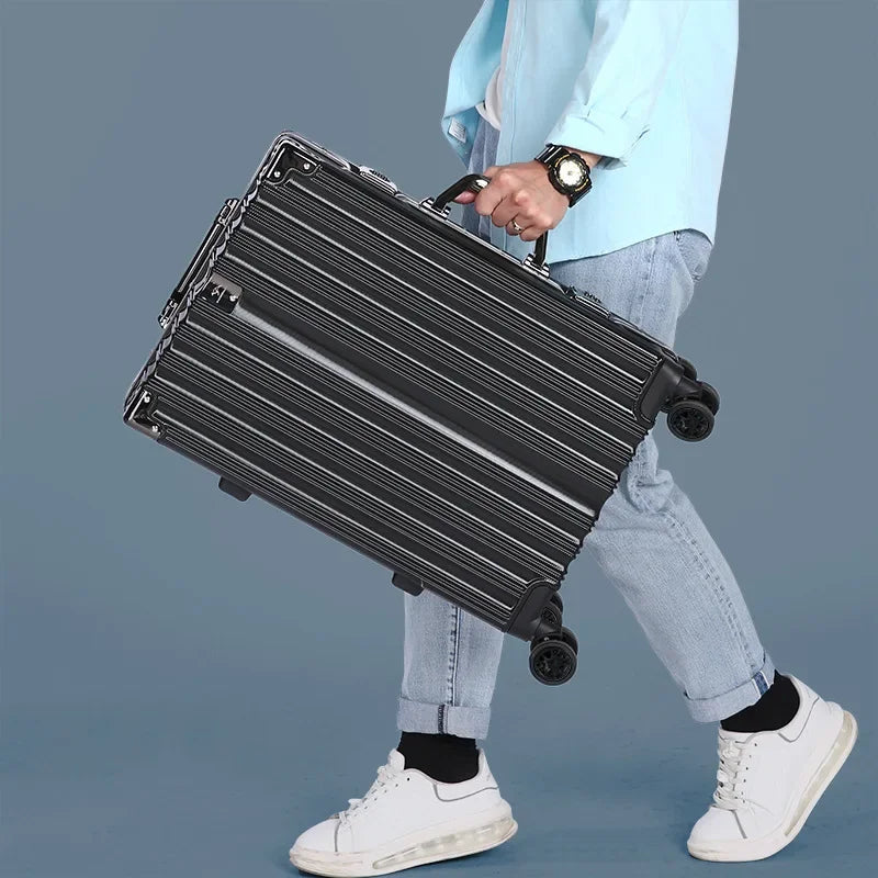 Durable Geneva hardshell luggage featuring a strong aluminum frame for enhanced security.
