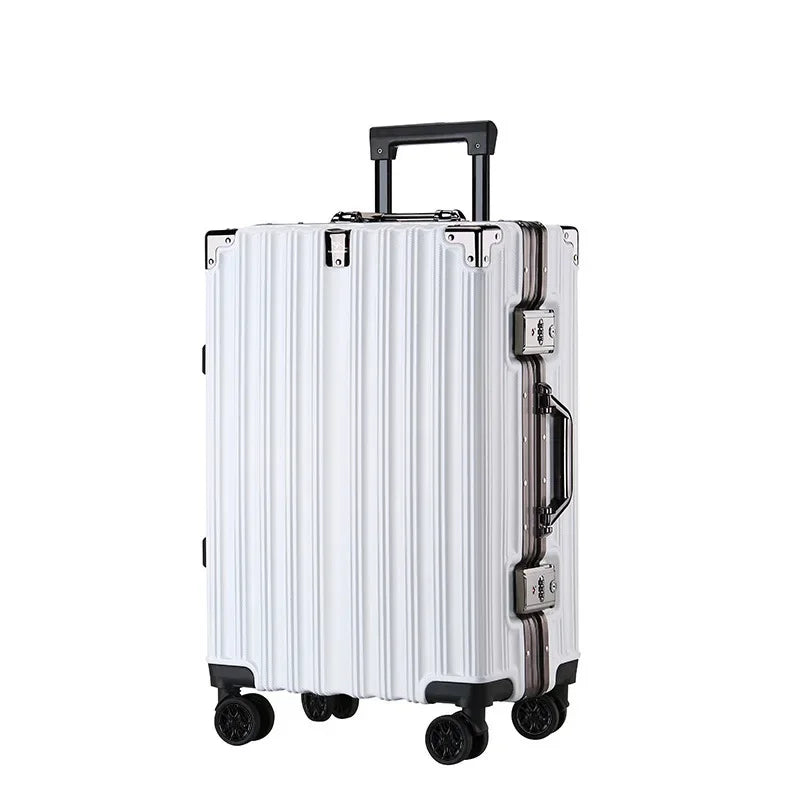 Unisex hardshell rolling luggage with aluminum frame, ready for your next secure adventure.