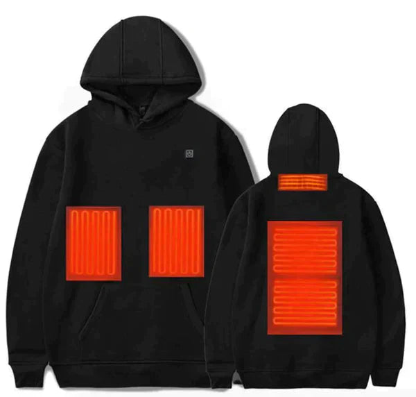 Unisex heated hoodie offering instant warmth & cozy comfort. Ideal for cold weather & outdoor gear.