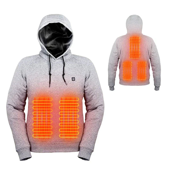 Versatile unisex heated hoodie, great for casual wear, layered clothing, and outdoor gear in winter.